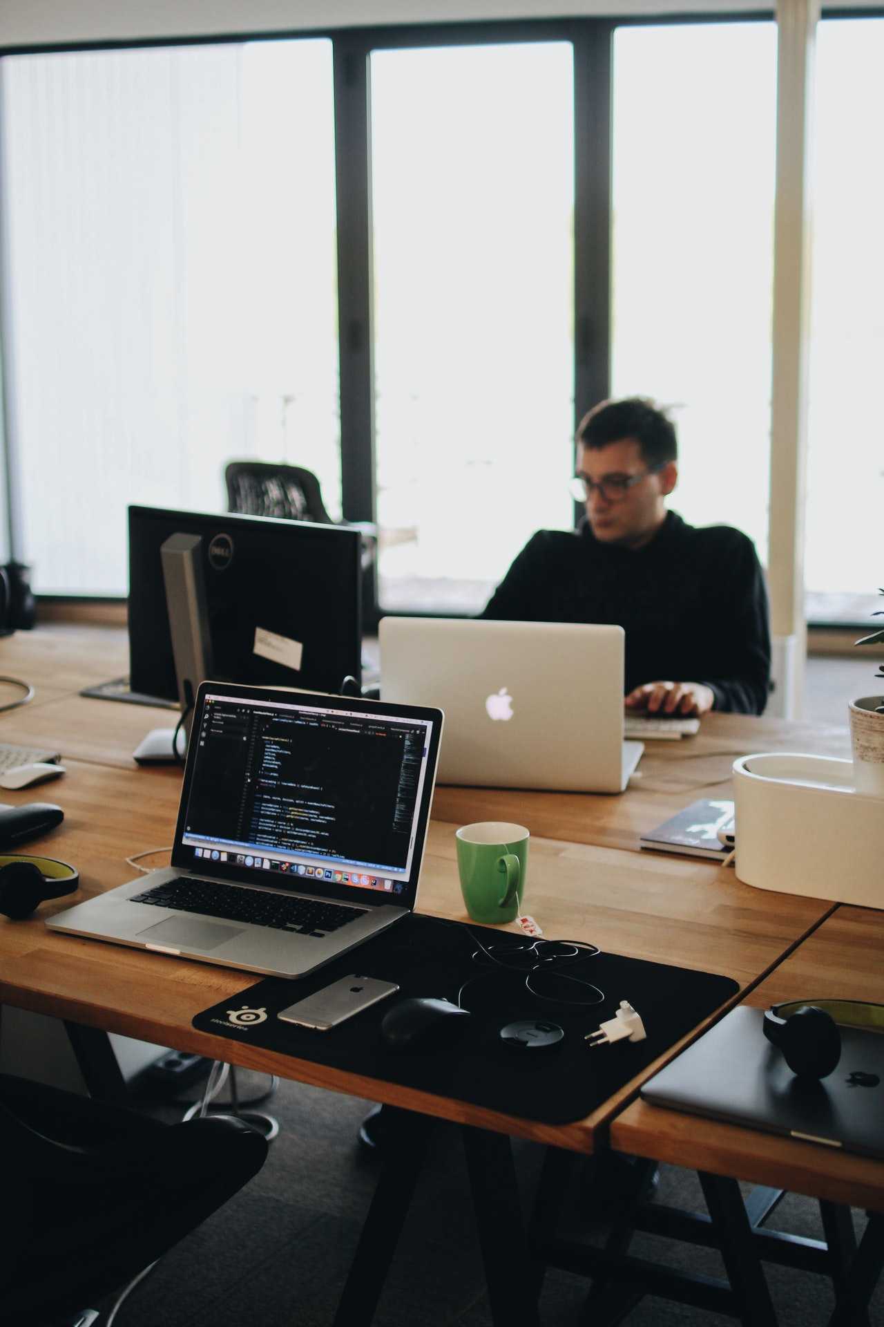 A team of engineers working in an office